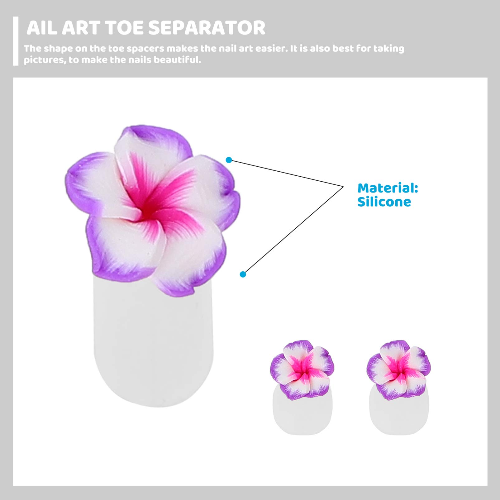 Uonlytech 32pcs Flower Silicone Toe Separators - Pedicure Spacers for Nail Art & Salon - Comfortable Toe Dividers for Manicure, Pedicure, Gel Polish Application & At-Home Nail Care