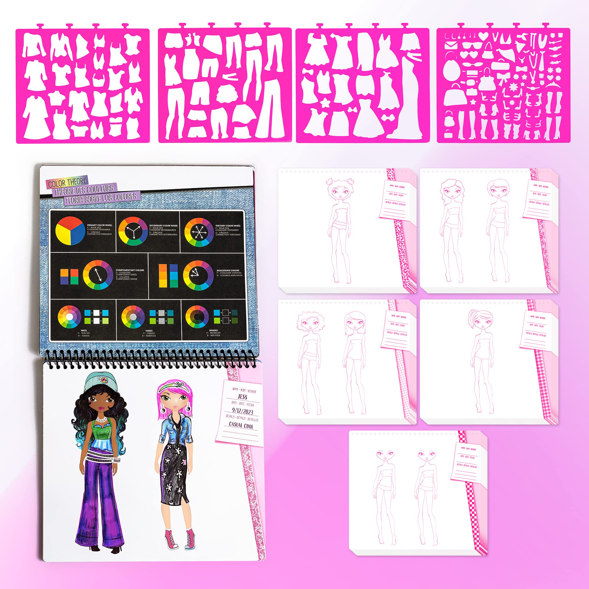 Fashion Angels I Love Fashion Sketch Portfolio - Fashion Design Sketch Book for Girls with Stencils & Stickers, Creative Drawing Kit for Kids | Perfect for Birthday Gifts, Art Class Projects & DIY Fashion Design