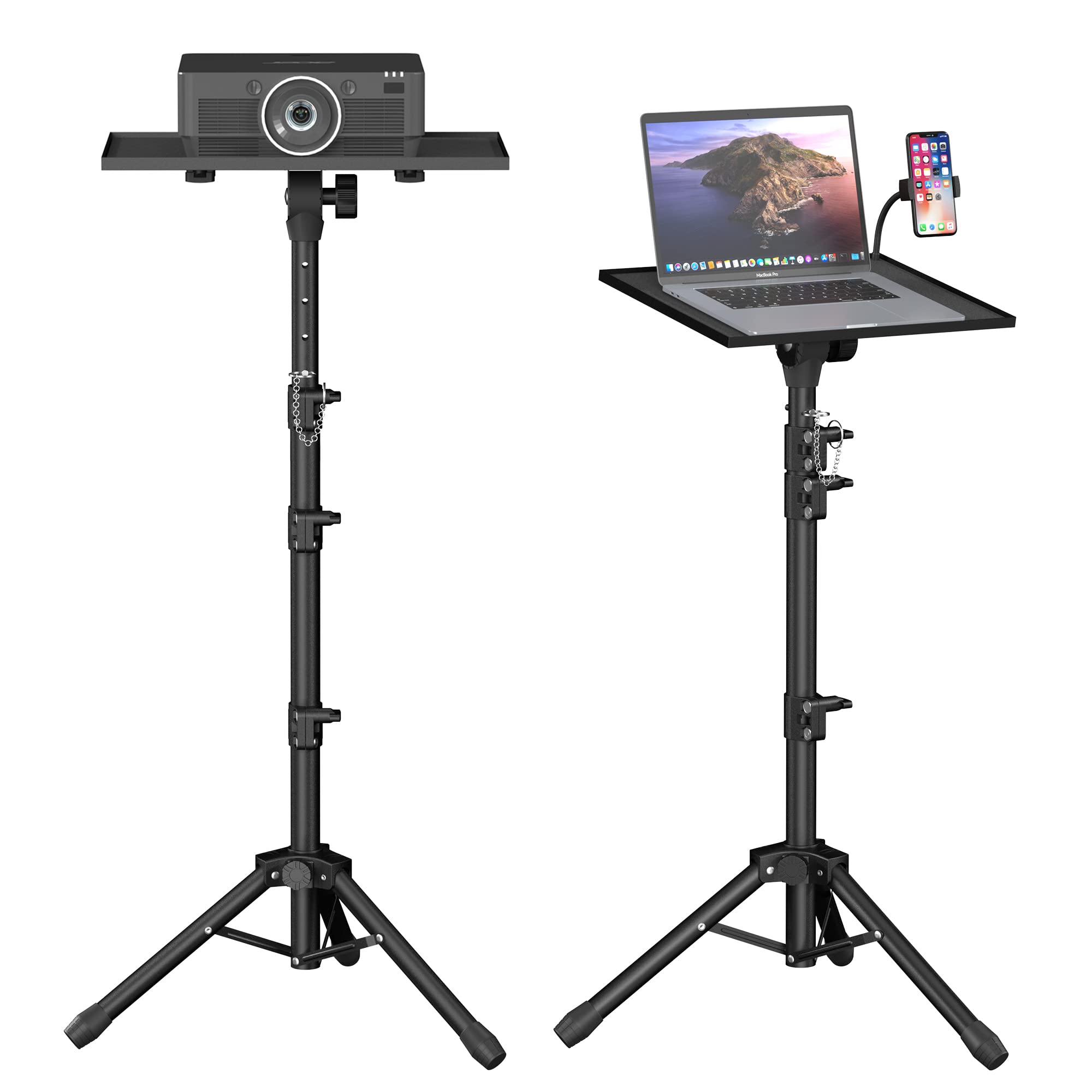 Adjustable Projector Stand Tripod 22-63 Inches Height - Portable Laptop & Projector Mount for Indoor/Outdoor Movies, Home Theater, Classroom Presentations, and Office Meetings