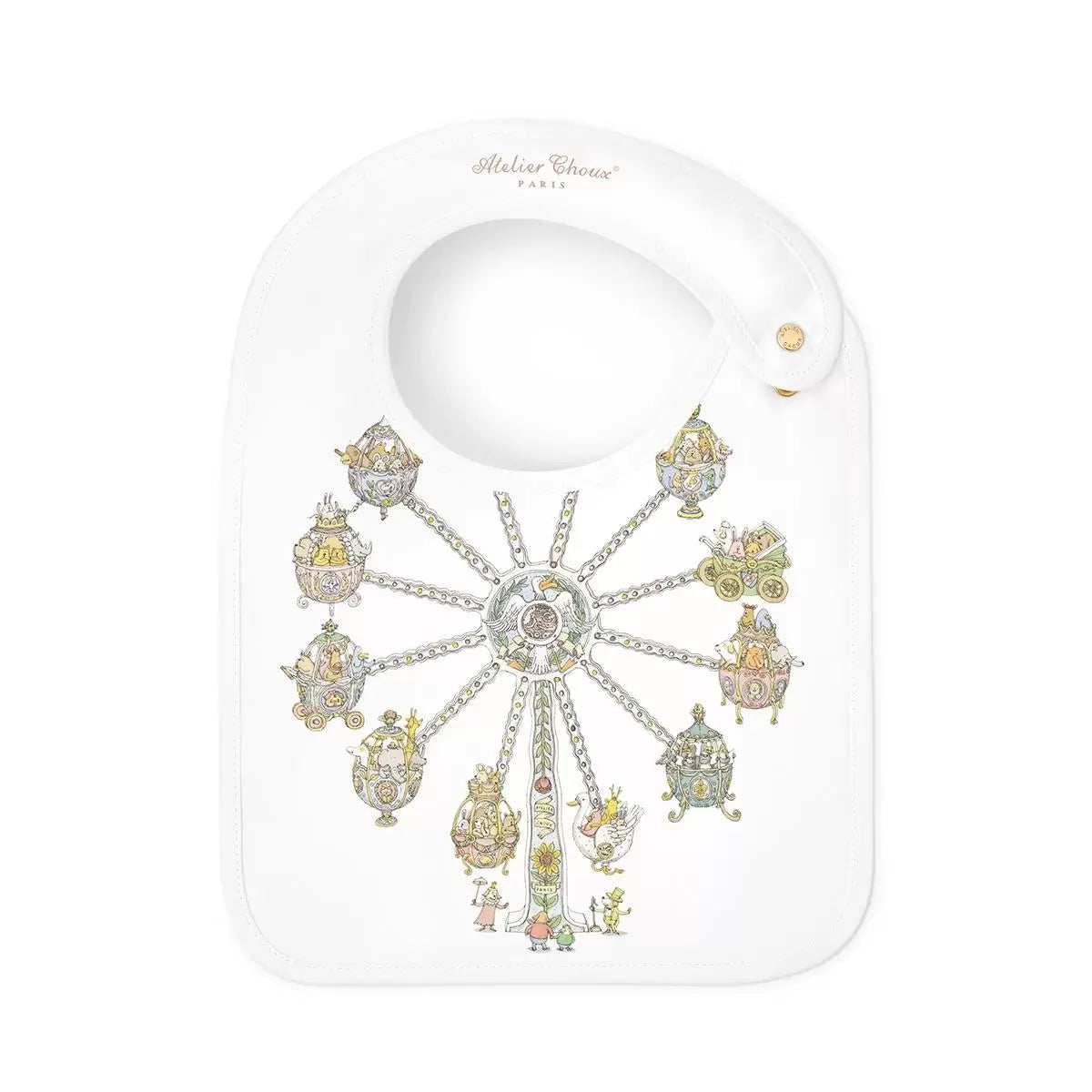 Atelier Choux Premium Satin Bib for Babies - Soft & Stylish Ferris Wheel Design - Perfect for Everyday Use, Special Occasions & Photo Shoots