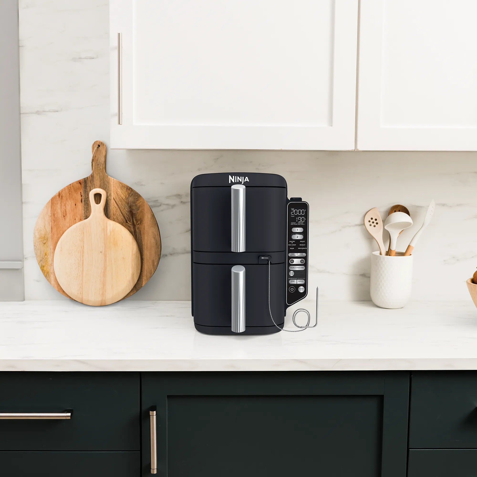 Ninja DoubleStack XXXL Smart 9.5L 2-Drawer Air Fryer Oven - Large Capacity Airfryer for Family Cooking, Healthy Frying, Roasting & Baking - Perfect for Parties, Meal Prep & Quick Weeknight Dinners