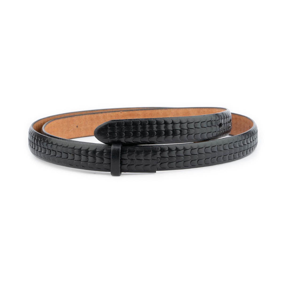 Genuine Black Embossed Leather Belt Strap for Montblanc Buckle - Women's Replacement Accessory - Perfect for Office, Formal Events & Everyday Fashion