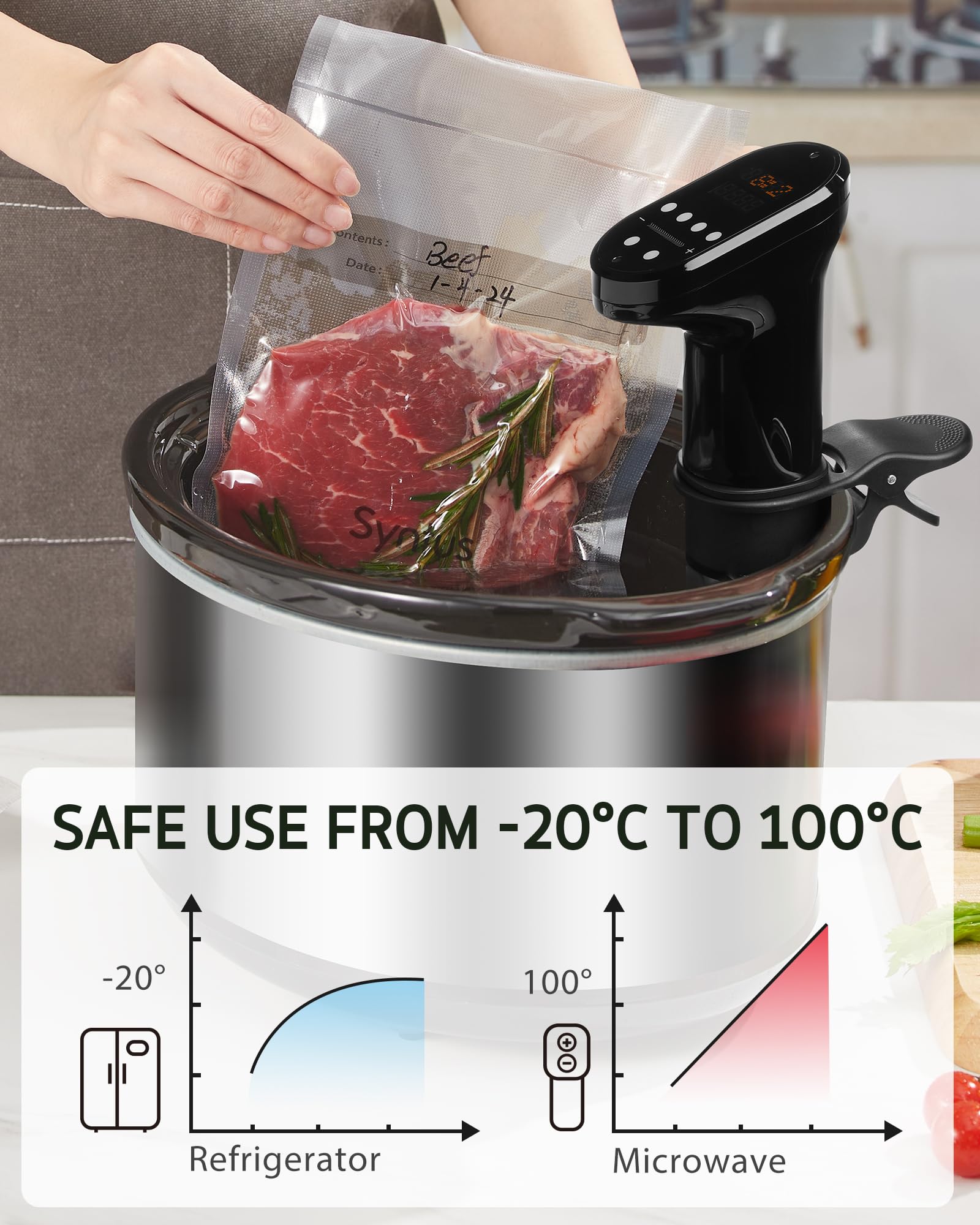 Syntus Vacuum Sealer Bags - 100 Count BPA Free Gallon Size (11