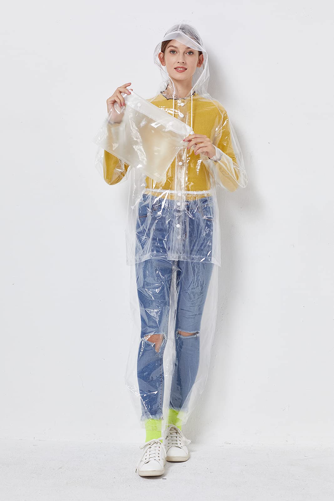 Freesmily Reusable Waterproof Raincoat Set for Women & Men - Transparent Rain Suit with Hood, Jacket & Pants - Perfect for Hiking, Camping, Fishing, Outdoor Activities & Rainy Day Commute