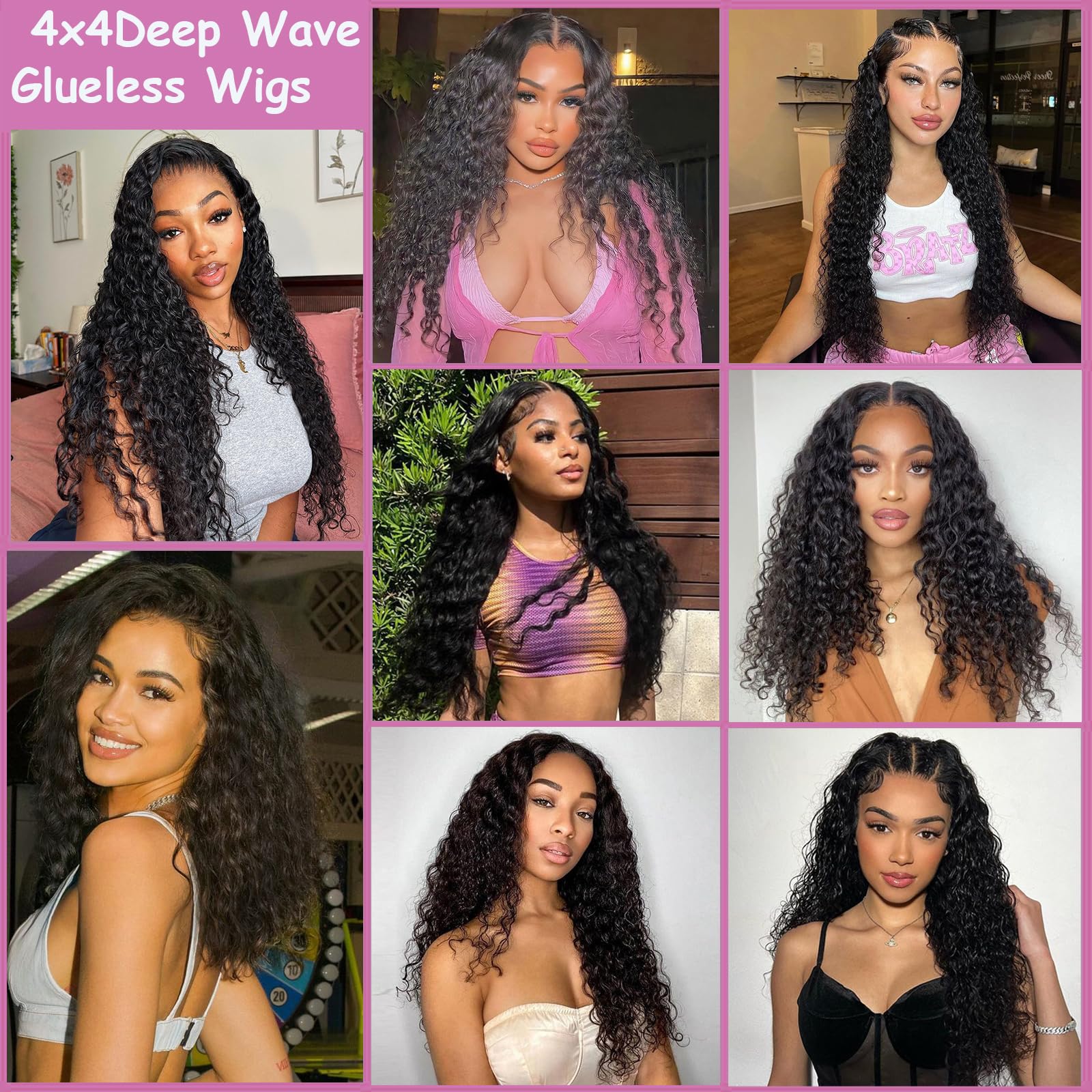 Wear And Go Glueless Human Hair Wigs for Black Women - 150% Density 28inch Deep Curly 4x4 Lace Closure Wig | Pre Plucked, Pre Cut, Ready to Wear | Perfect for Beginners, Daily Use & Special Occasions