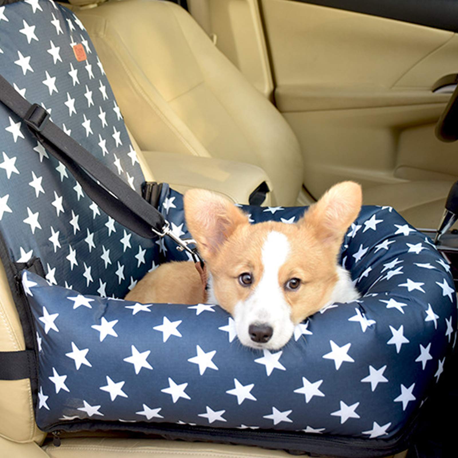 **Premium Dog Car Seat & Travel Bed - Non-Slip Pet Booster with Safety Leash, Washable Cover for Small & Medium Dogs - Perfect for Road Trips & Daily Commutes**