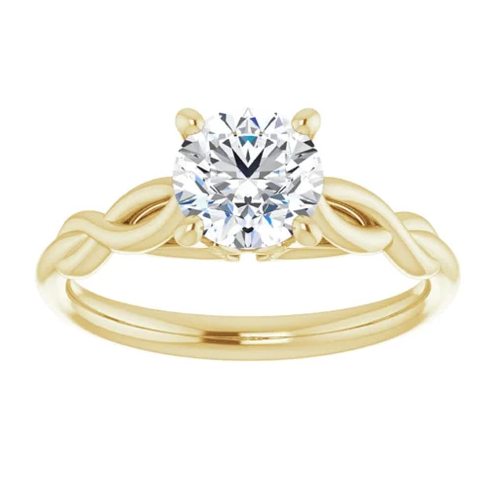 10K Solid Yellow Gold Handmade Engagement Ring - 1 CT Round Cut Moissanite Diamond Solitaire Wedding Ring for Women - Perfect for Proposals, Anniversaries & Bridal Jewelry Gifts