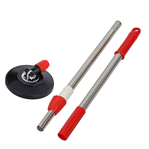 VUBLY Spin Mop Handle Replacement - 360 Degree Rotating Floor Mop Pole Without Foot Pedal - Durable Cleaning Tool for Hardwood, Tile & Laminate Floors (Red) - Perfect for Kitchen, Bathroom & Household Cleaning