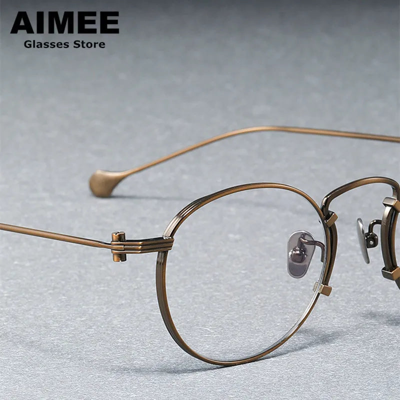 Aimee Unisex Full Rim Round Titanium Eyeglasses Frame 190068 - Lightweight Durable Glasses for Men & Women, Perfect for Reading, Work & Everyday Wear