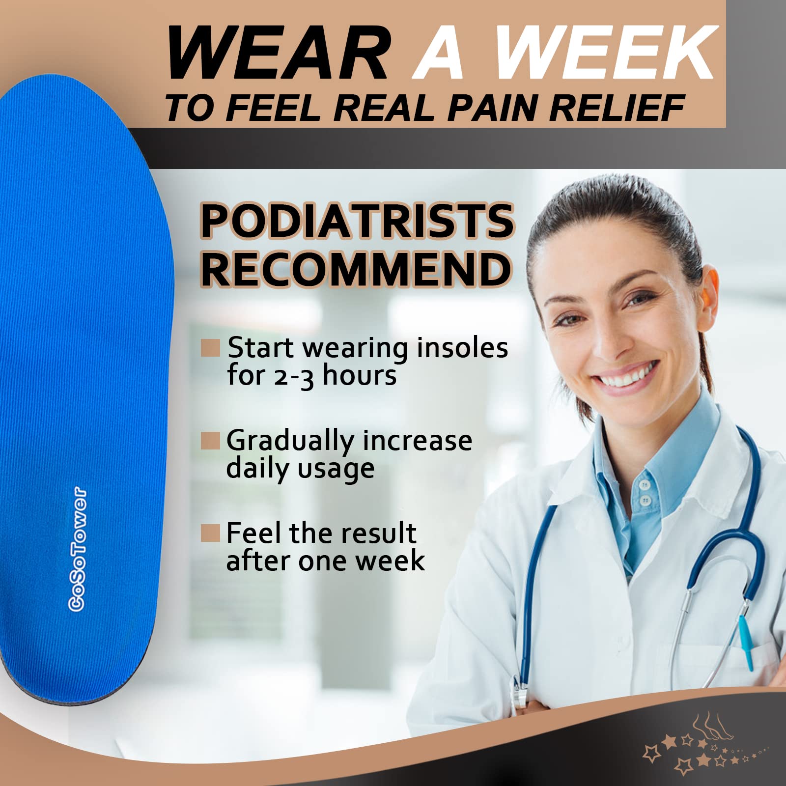Orthotic Insoles for Flat Feet & Plantar Fasciitis - Arch Support Inserts for Men & Women - Heavy Duty Shock Absorbing Shoe Insoles for Over Pronation & Foot Pain Relief - Perfect for Running, Walking & Standing All Day