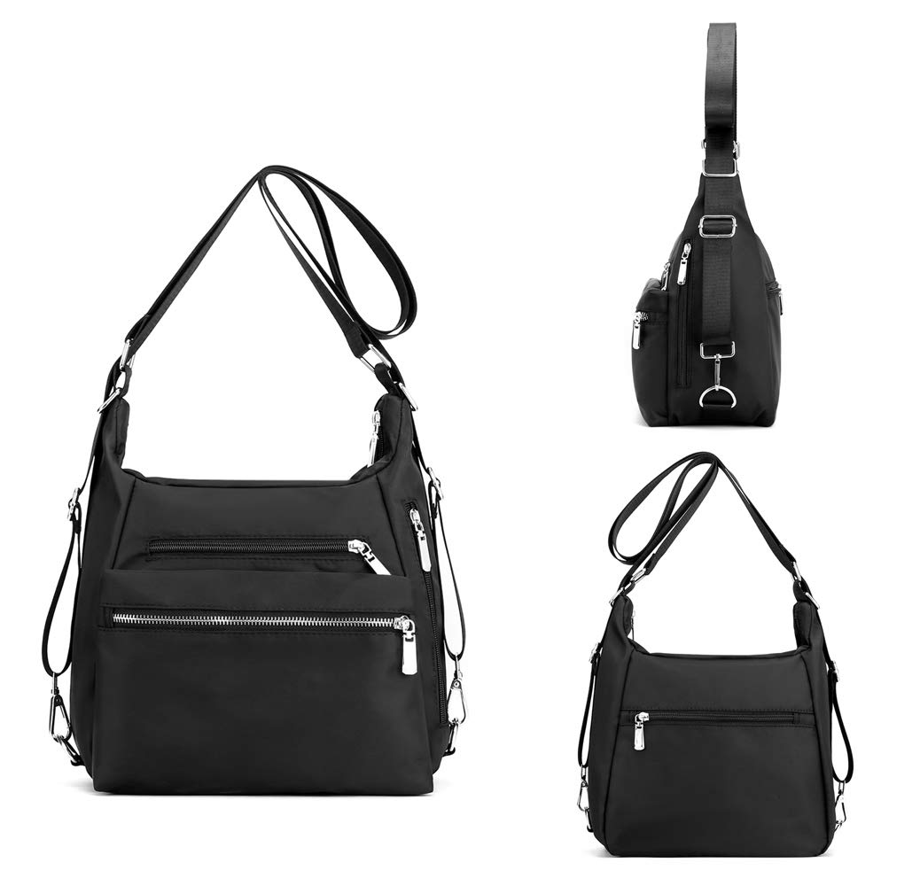 YANAIER Women's Convertible Shoulder Bag - Water Repellent Nylon Tote Handbag & Backpack - Multifunctional Purse for Work, Travel & Daily Use
