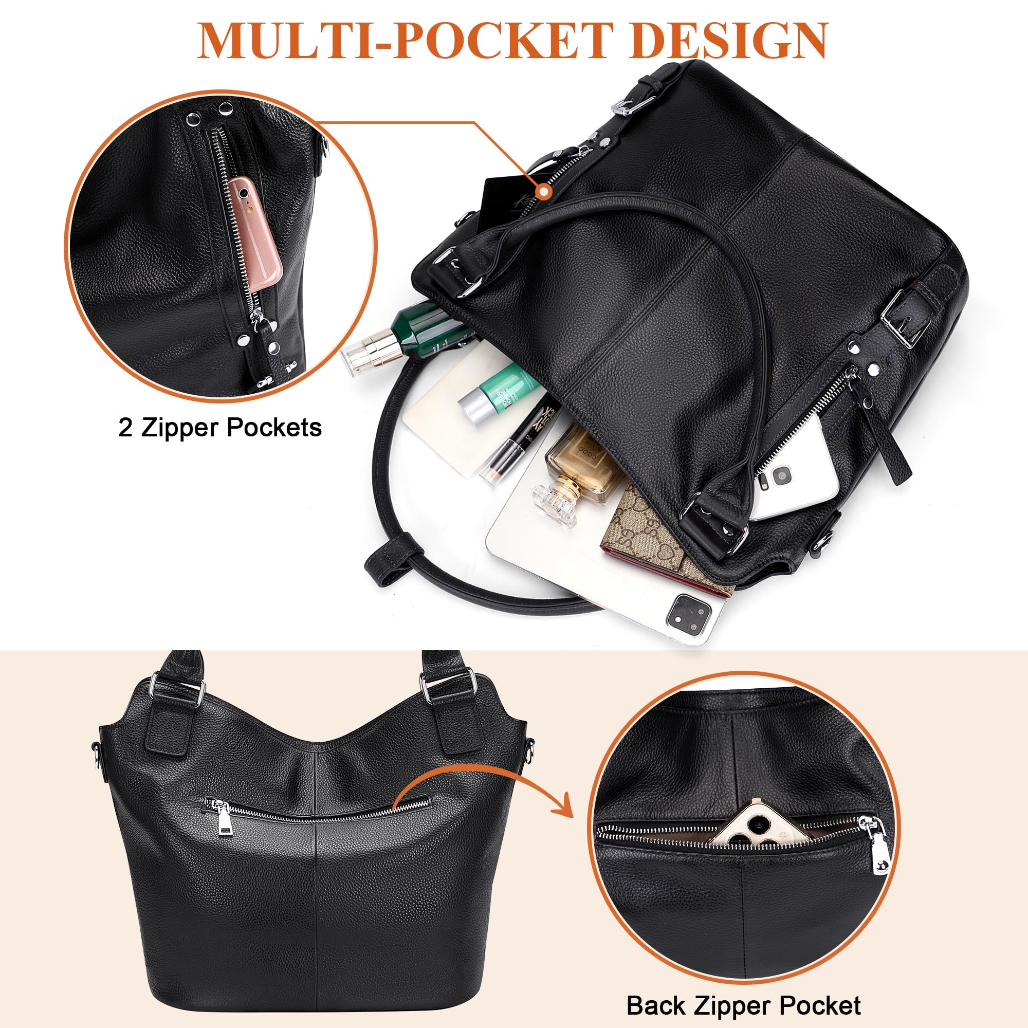 Genuine Leather Handbags for Women - Stylish Hobo Shoulder Bags & Ladies Tote Purse | Perfect for Work, Travel & Everyday Use