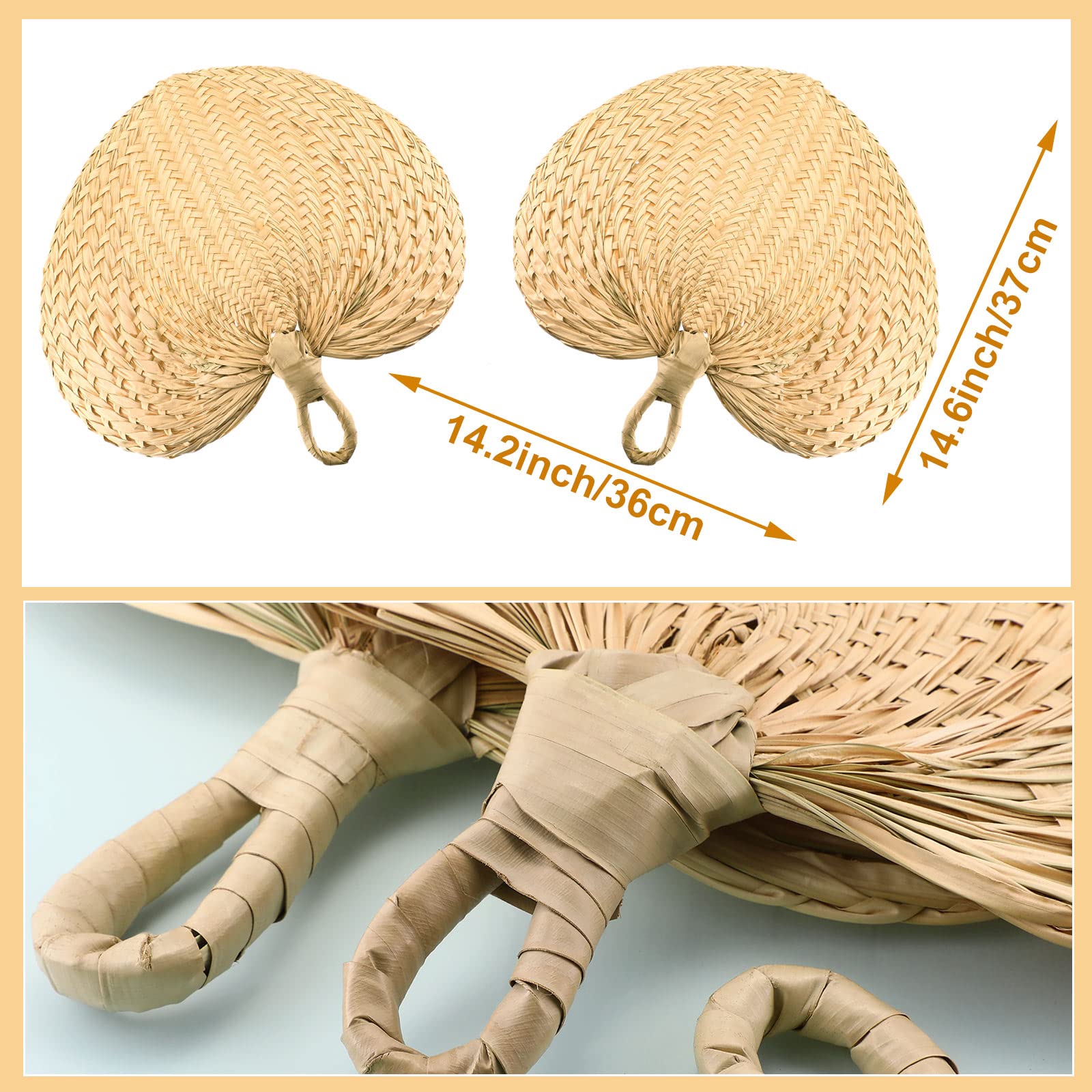 Chunful 15-Piece Natural Raffia Hand Fans - Palm Leaf Wedding Fans for Summer Cooling, Bulk Party Favors, Farmhouse Wall Decor | Perfect for Weddings, Beach Parties & Outdoor Events