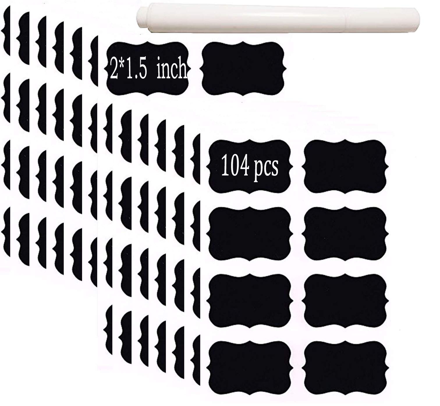 Reusable Waterproof Chalkboard Labels - 104pcs 2x1.5