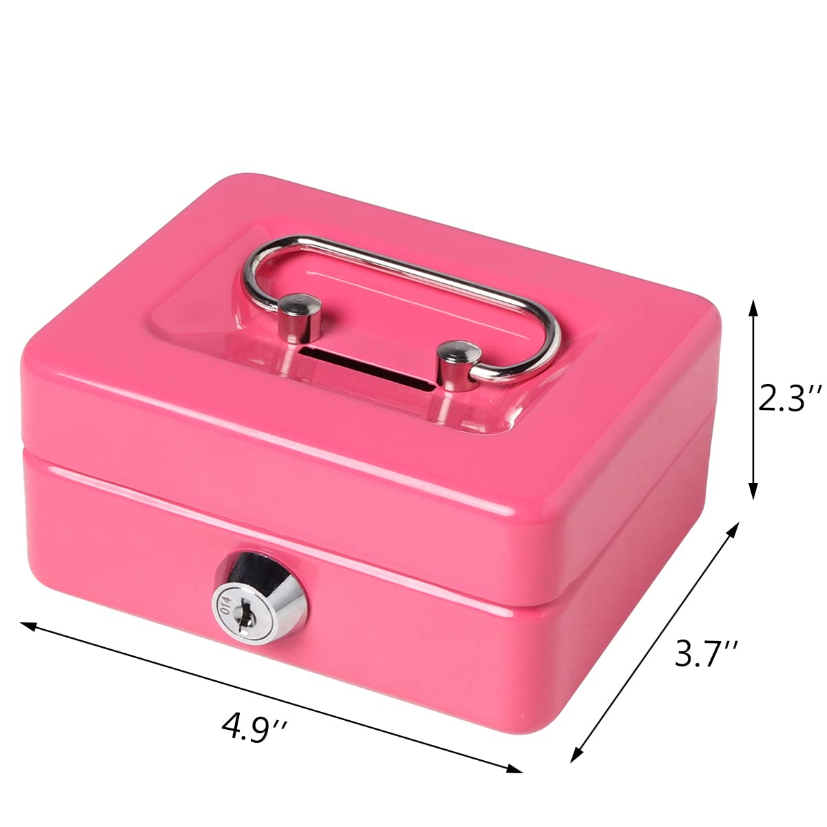 Small Cash Box with Lock & Slot - Decaller Locking Metal Money Box for Adults & Kids - Secure Coin Piggy Bank for Home, Office, or Retail Use