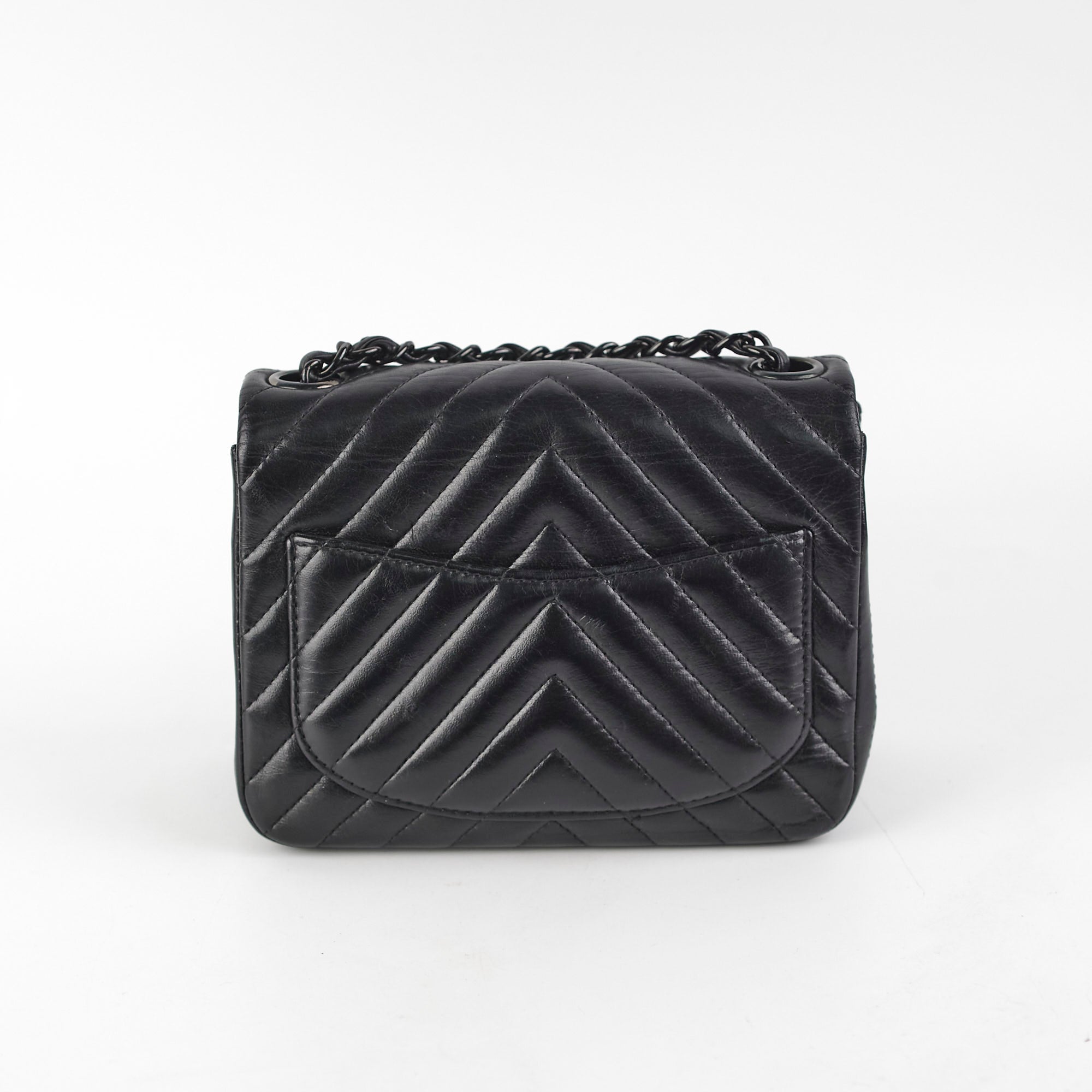 Chanel Mini Square Chevron So Black Flap Bag - Luxury Quilted Leather Crossbody Purse for Women, Perfect for Evening Parties & Date Nights