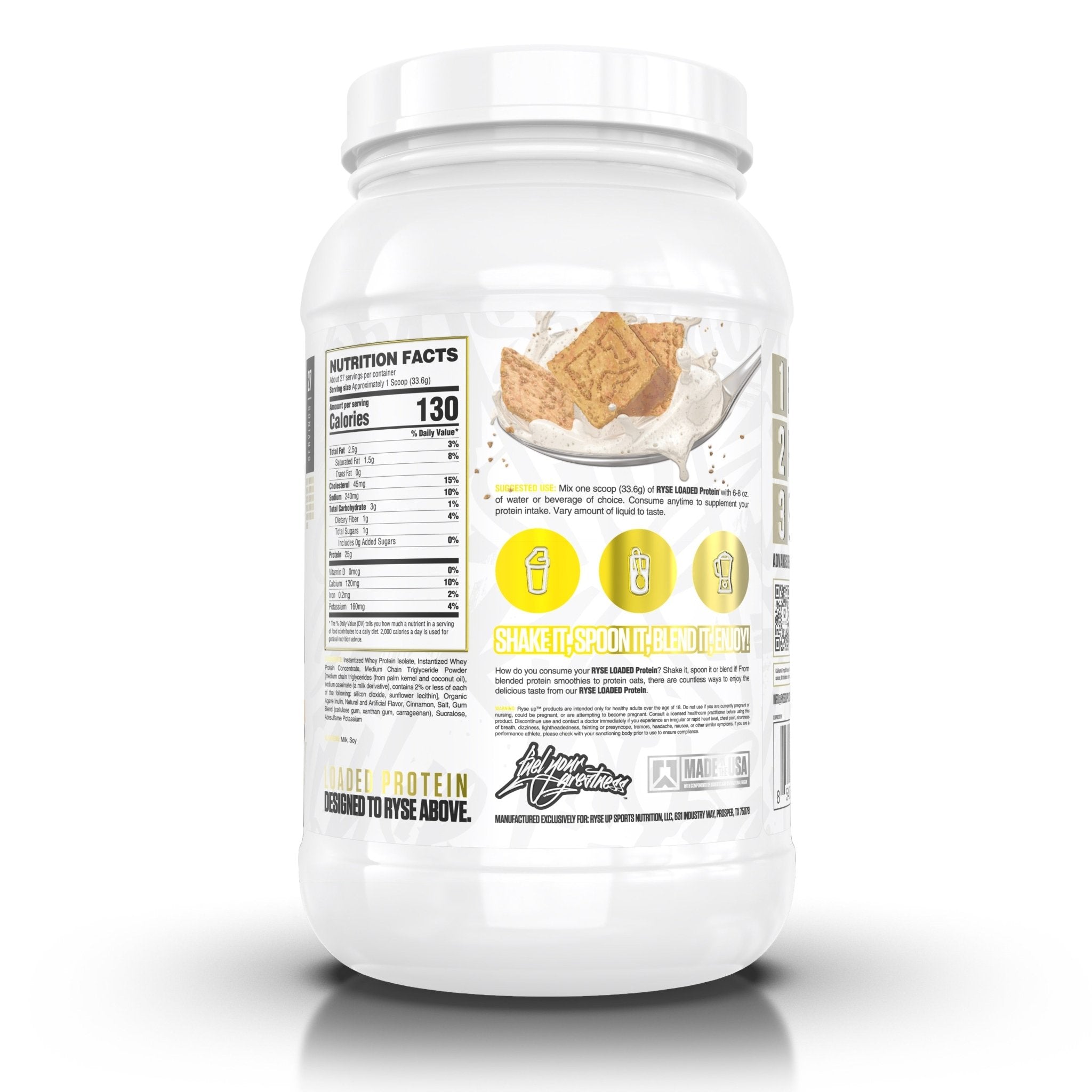 Ryse Loaded Protein Powder - 27 Servings | Premium Whey Protein Isolate for Muscle Recovery & Growth | Ideal for Post-Workout, Meal Replacement & Fitness Nutrition