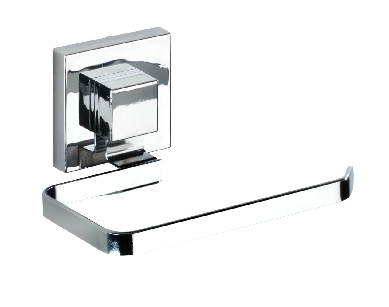 Wenko Quadro Vacuum-Loc Toilet Paper Holder - Silver | Wall-Mounted Bathroom Tissue Dispenser for Home & Office Use