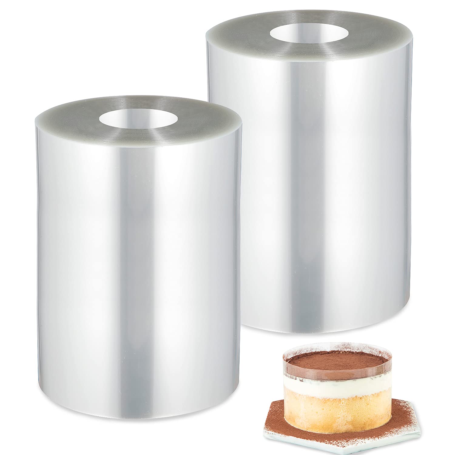 2 Pack Transparent Acetate Cake Collar Strips for Mousse, Chocolate & Cake Decorating - 7.87