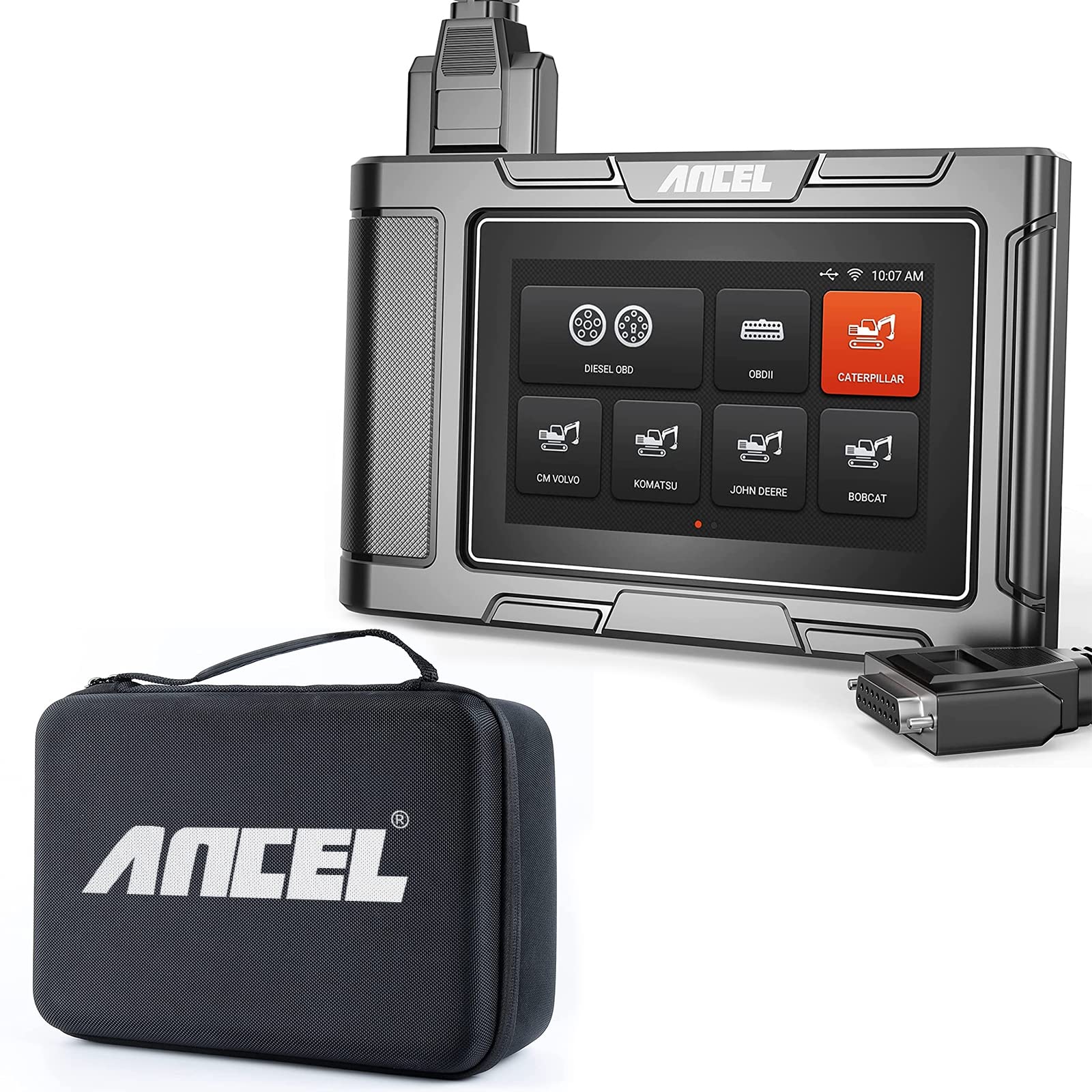ANCEL HD3600 Heavy Duty Diesel Diagnostic Tool for Construction Machinery - Waterproof & Shockproof with Large EVA Protective Storage Case | Ideal for Excavators, Bulldozers & Heavy Equipment Maintenance