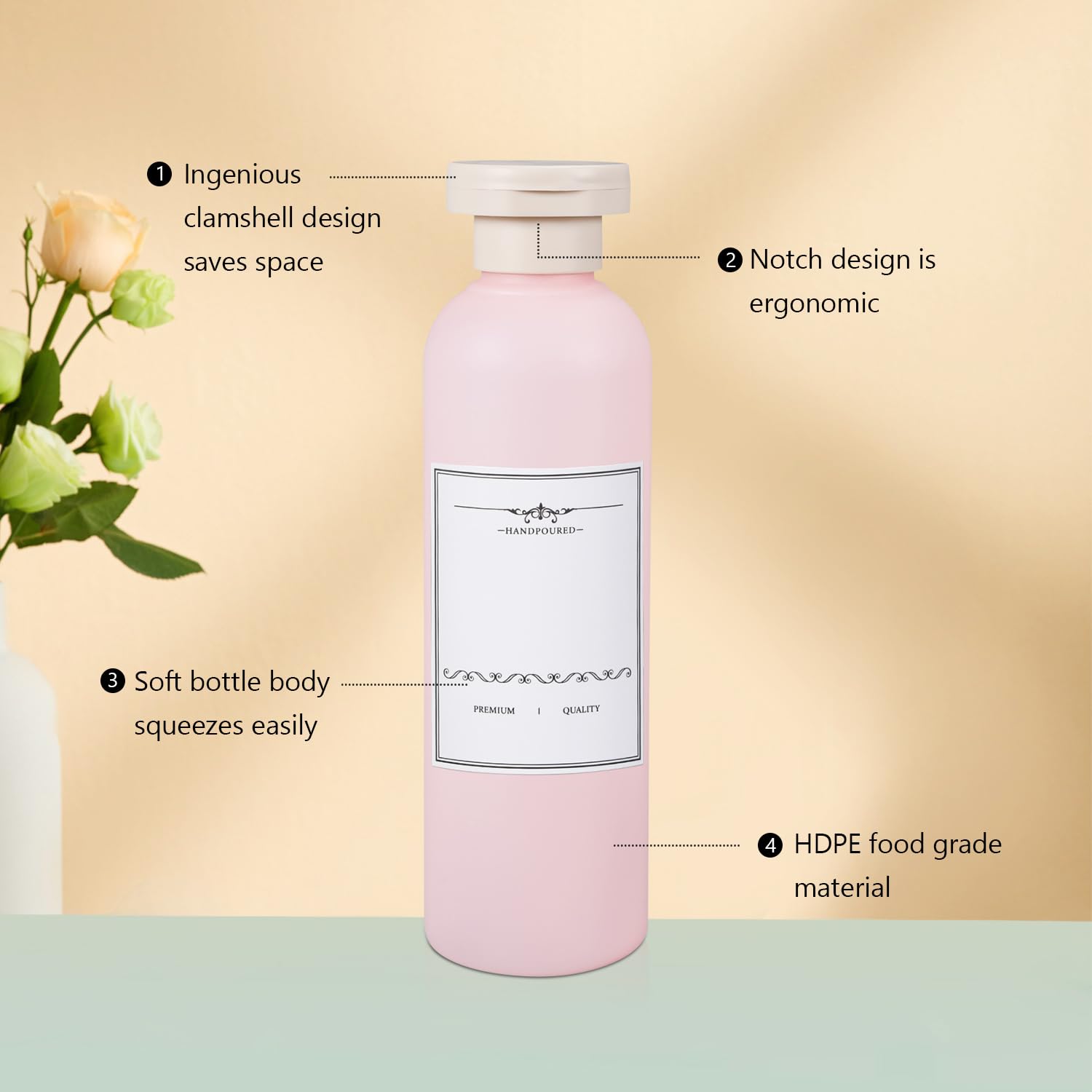 6.7 oz Leak-Proof Plastic Travel Bottles for Shampoo, Conditioner & Toiletries - 4 Pack with Secure Caps for Lotion, Cream & Liquids - Perfect for Air Travel, Gym & Vacation Essentials