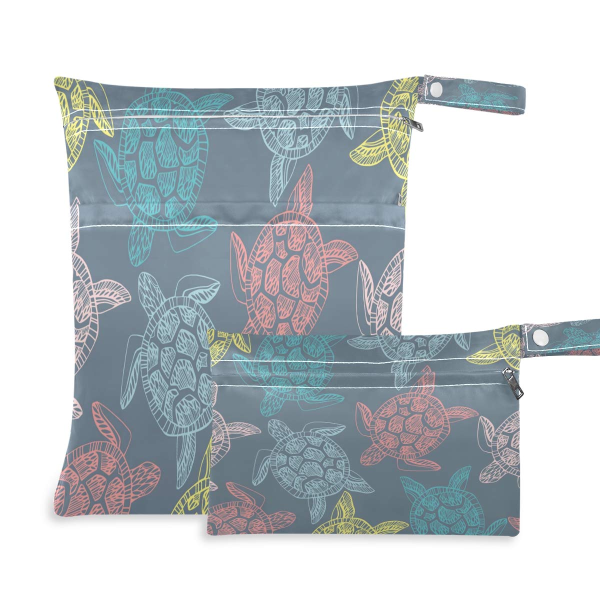 Waterproof Wet Dry Bag for Cloth Diapers & Swimsuits - 2 Pack Reusable Water Resistant Storage Bags for Travel, Beach, Gym & Baby Essentials - Perfect for Wet Clothes, Toiletries & Swim Gear