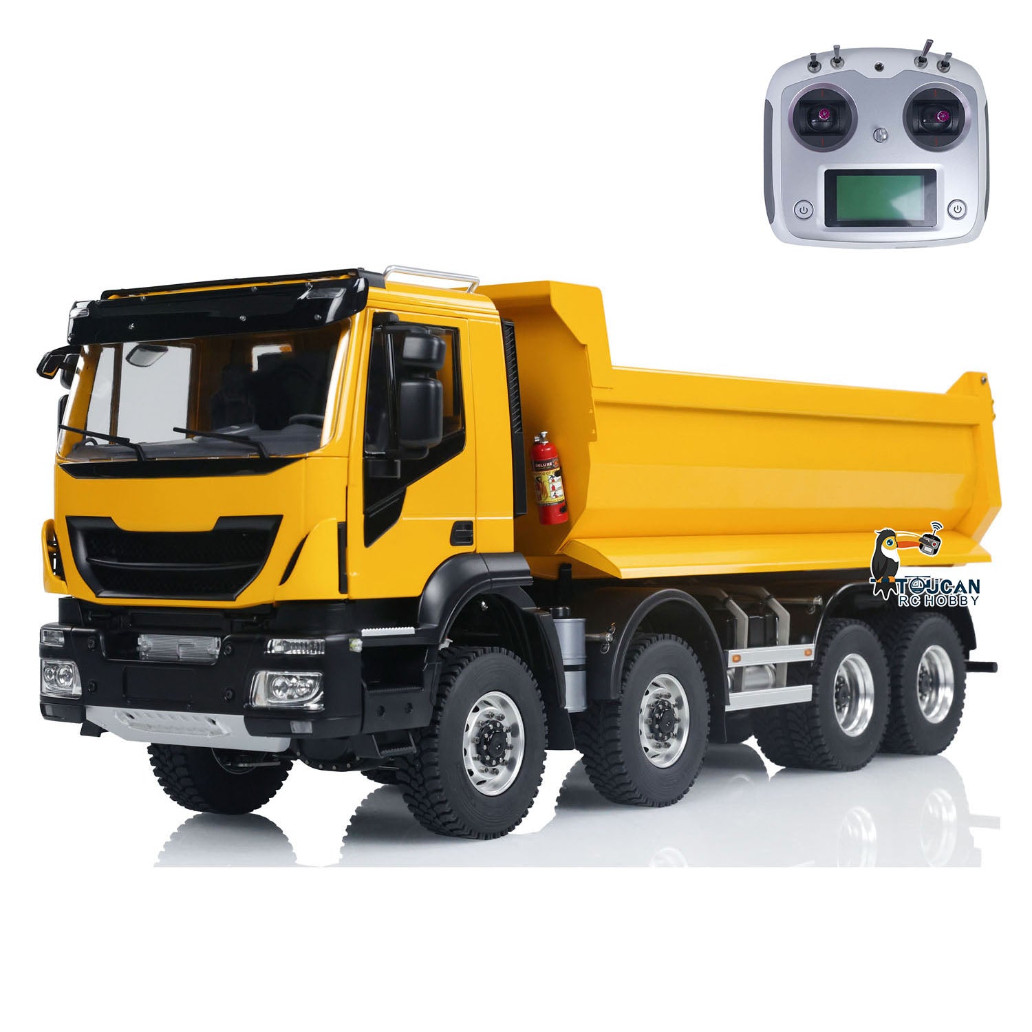 1/14 Scale 8x8 Hydraulic RC Dump Truck - Metal Remote Control Tipper Car with Realistic Sound & Light Effects (67x18.5x25cm) - Ready-to-Run Assembled & Painted Model - Perfect for Construction Site Play, Collectors Display & RC Hobby Enthusiasts