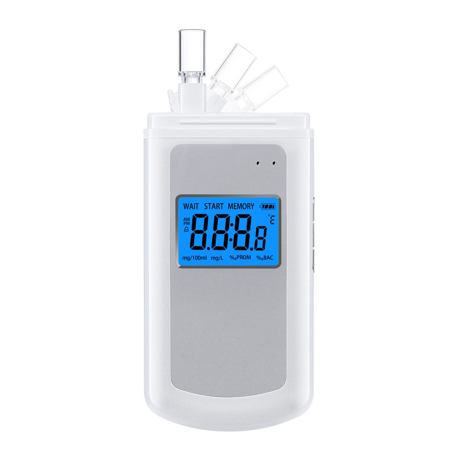 Portable Breathalyzer Tester with 1000mAh Rechargeable Battery - Personal Alcohol Breath Analyzer for Home, Party & Professional Use - Includes 10 Mouthpieces, USB Cable & Storage Bag - Perfect for Drivers, Partygoers & Workplace Safety Checks