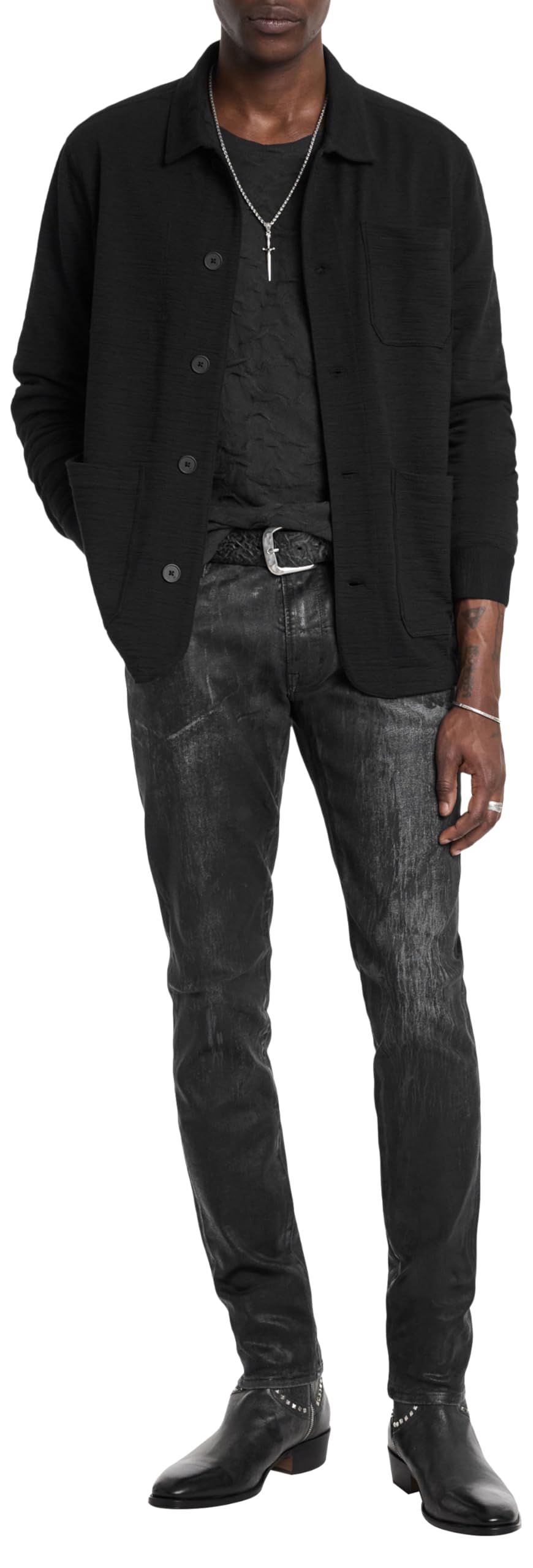 John Varvatos Men's Kenmare Jacket - Premium Leather Motorcycle Jacket for Men | Stylish Biker Jacket for Casual & Night Out | Perfect for Riding & Fashion