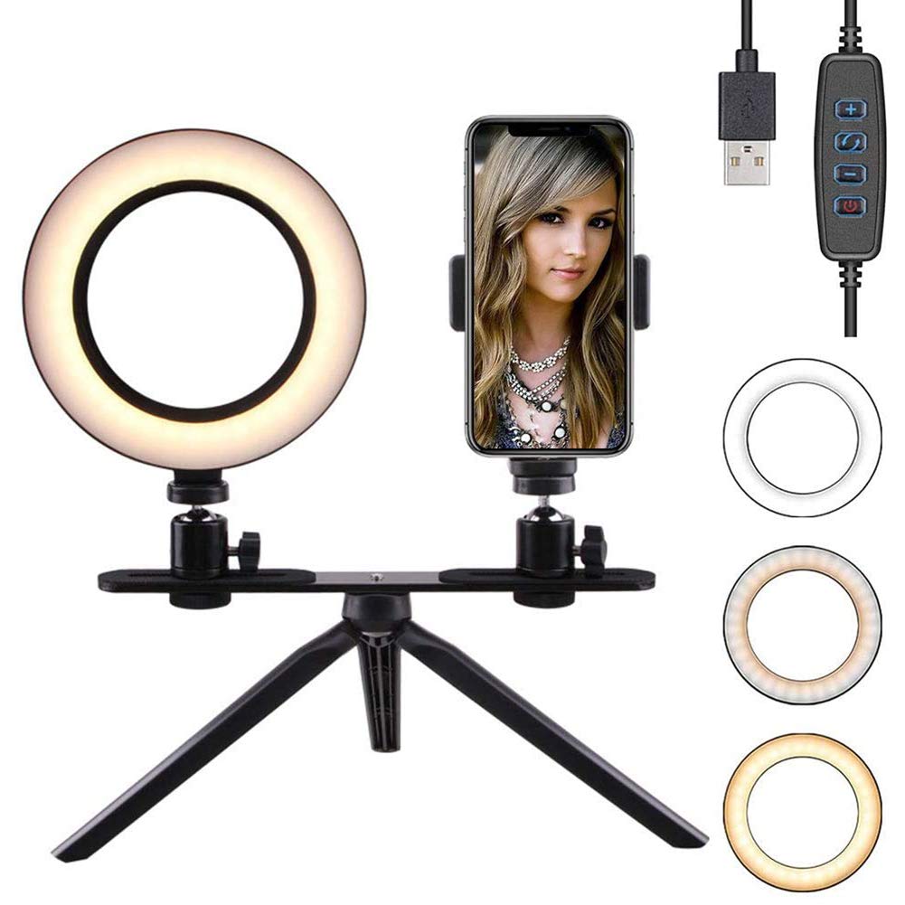 USB LED Ring Light - 360° Rotatable for Makeup & Photography | Desktop Beauty Lighting