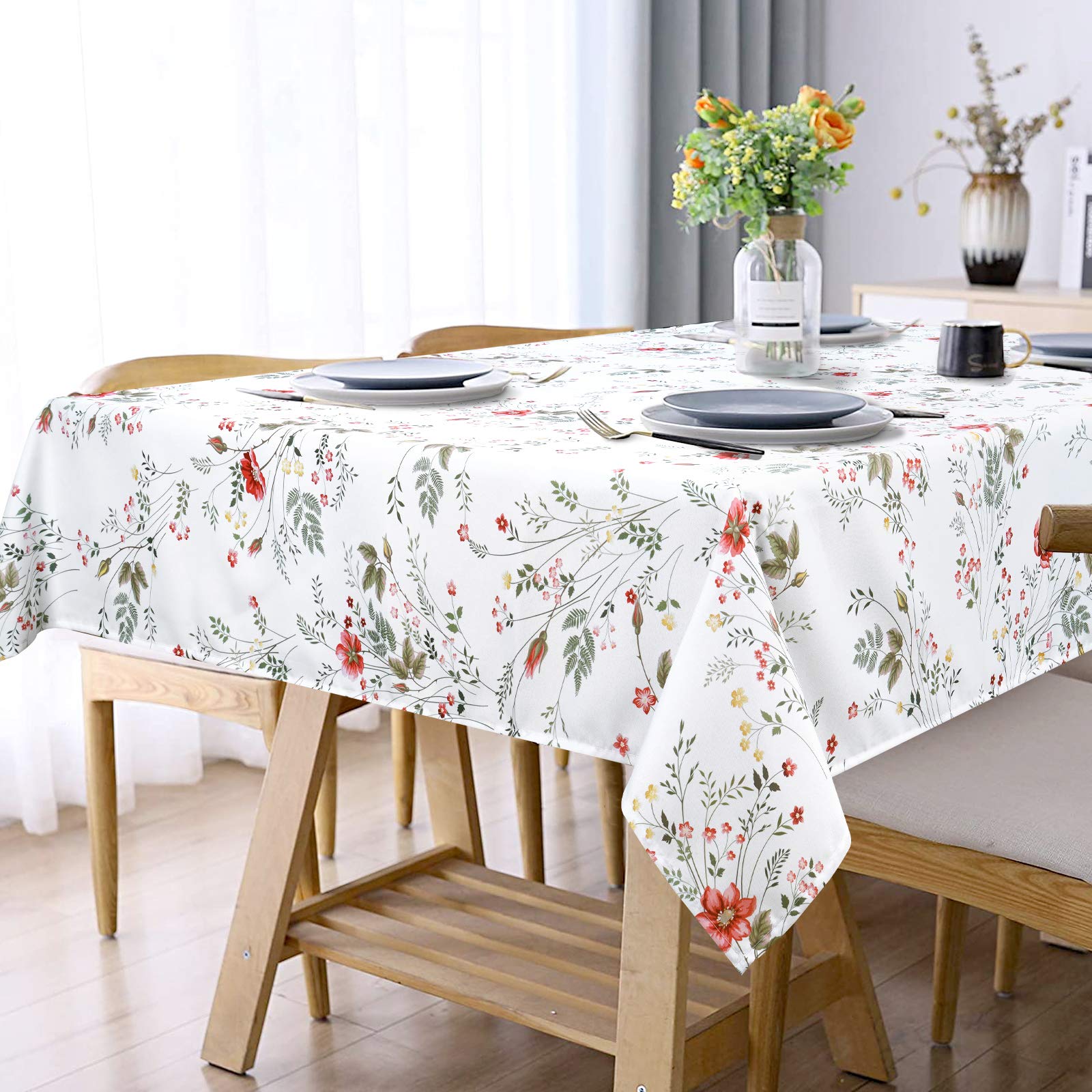ASPMIZ Floral Tablecloth - Waterproof Wrinkle-Free Wild Flower Table Cover for Spring & Summer | 60x120 Inch Rectangle for Outdoor Picnic, Camping, Party, Kitchen & Dining Room Decor | Perfect for Garden Parties, BBQs & Holiday Gatherings