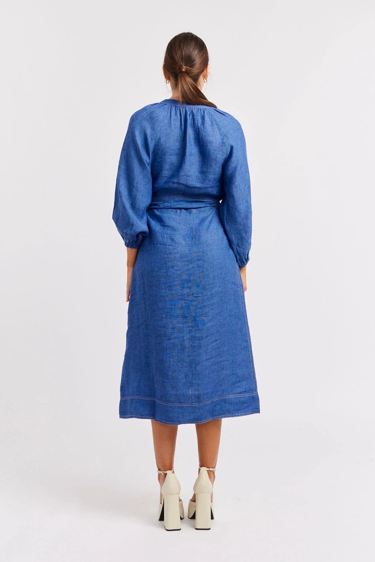 ELSA Linen Dress for Women - Denim Blue Flowy Summer Dress - Perfect for Beach, Vacation & Casual Outings
