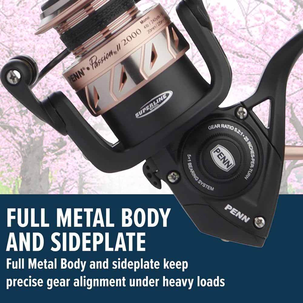 Penn Passion II Spinning Fishing Rod and Reel Combo - 7FT Lightweight Graphite Rod with Smooth Ball Bearing Reel - Perfect for Freshwater and Saltwater Fishing, Surf Casting, and Kayak Angling