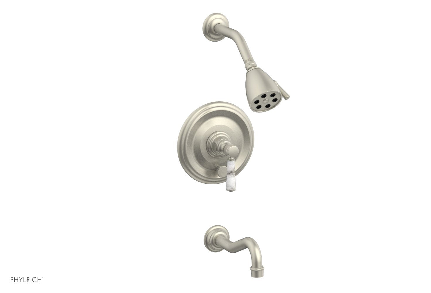 HENRI Pressure Balance Tub and Shower Faucet Set - White Marble Lever Handle 161 28 for Bathroom & Shower Installation | Modern Matte Finish, Easy to Install, Durable Design
