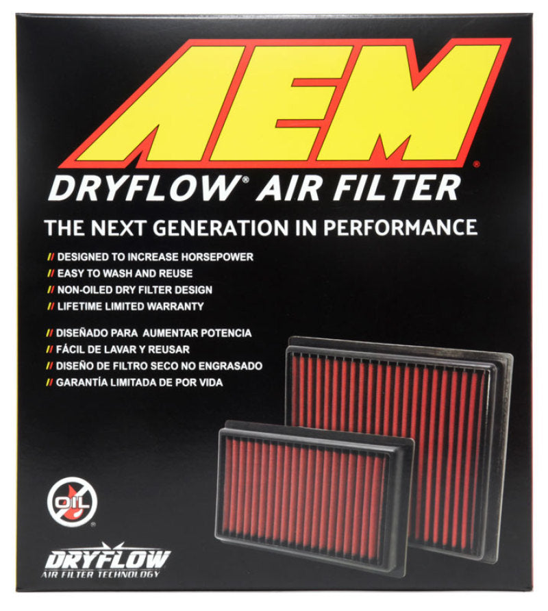AEM Nissan Performance DryFlow Air Filter - 11.438in Length x 9.75in Width x 1.438in Height - High Flow Replacement Air Filter for Improved Engine Performance & Fuel Efficiency - Perfect for Off-Roading, Racing & Daily Driving
