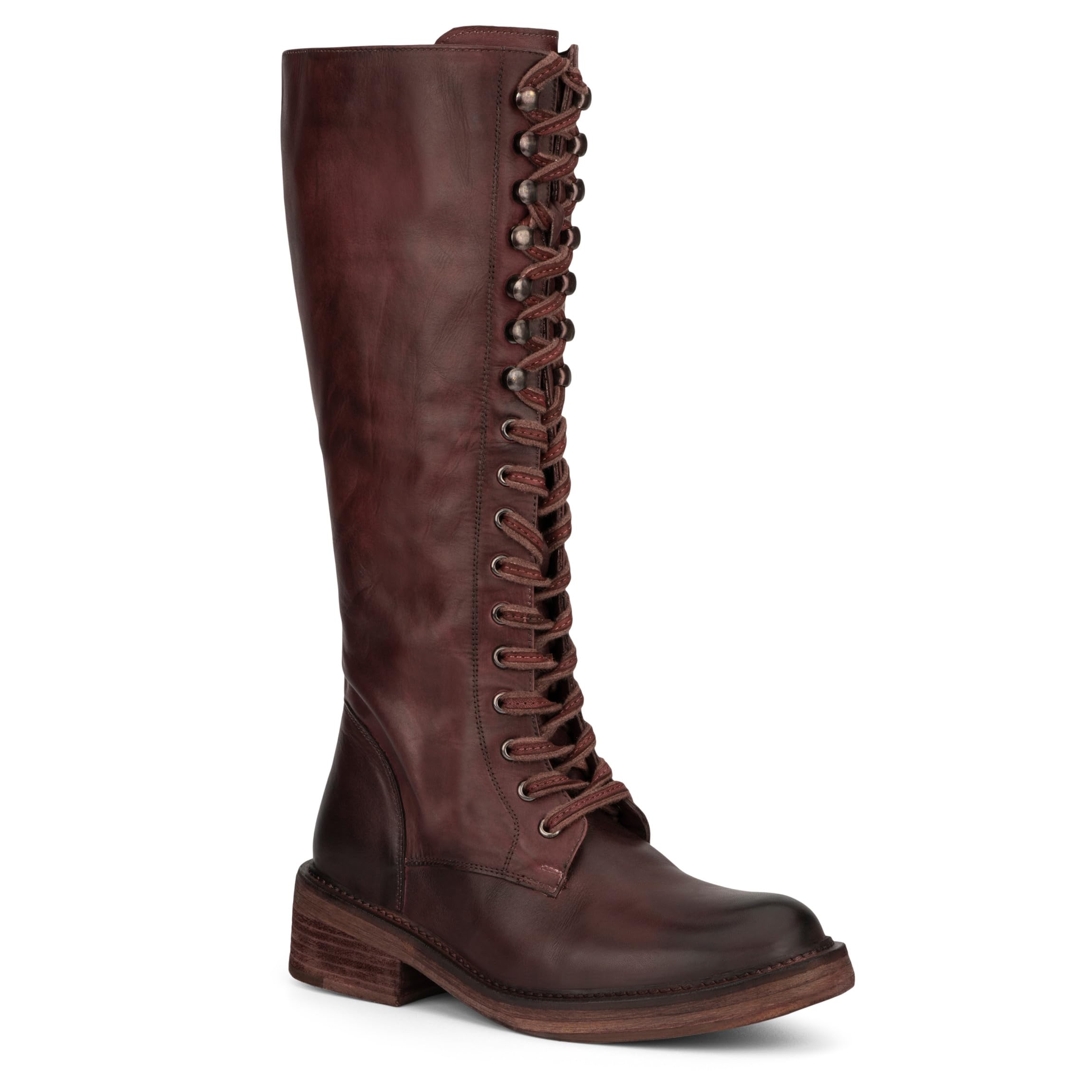 Vintage Foundry Co. Women's Sadelle Tall Round Toe Boots - Cotton Lined Leather Flats Outsole - Comfortable Casual & Work Boots for Everyday Wear (Est. 2014)