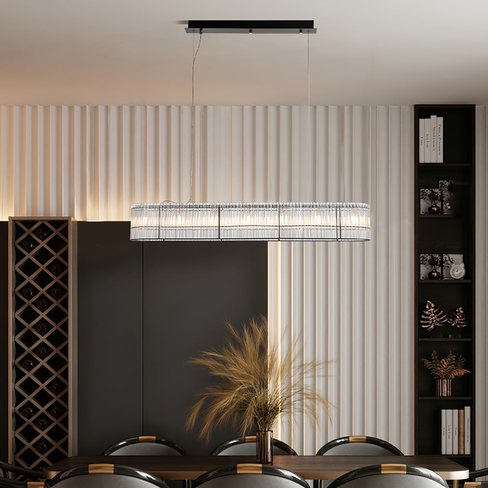 Elegant Glass Tube Ring Chandelier - Modern Crystal Ceiling Light Fixture for Dining Room, Living Room & Bedroom Decor