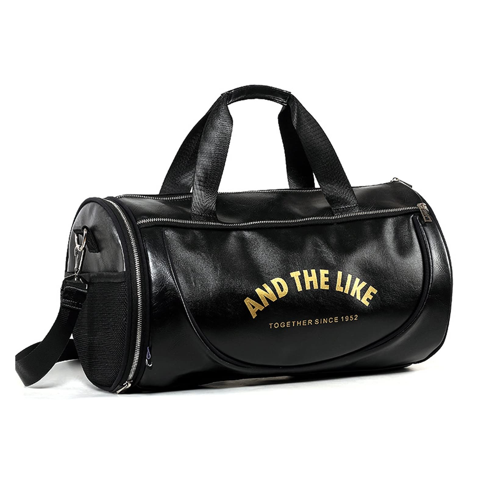 SBJG Durable PU Outdoor Gym Bag for Men & Women - Water-Resistant Sports Duffel with Shoe Compartment, Fitness Training Backpack, Travel & Yoga Tote (Black) - Perfect for Gym, Workouts, Travel & Sports Activities