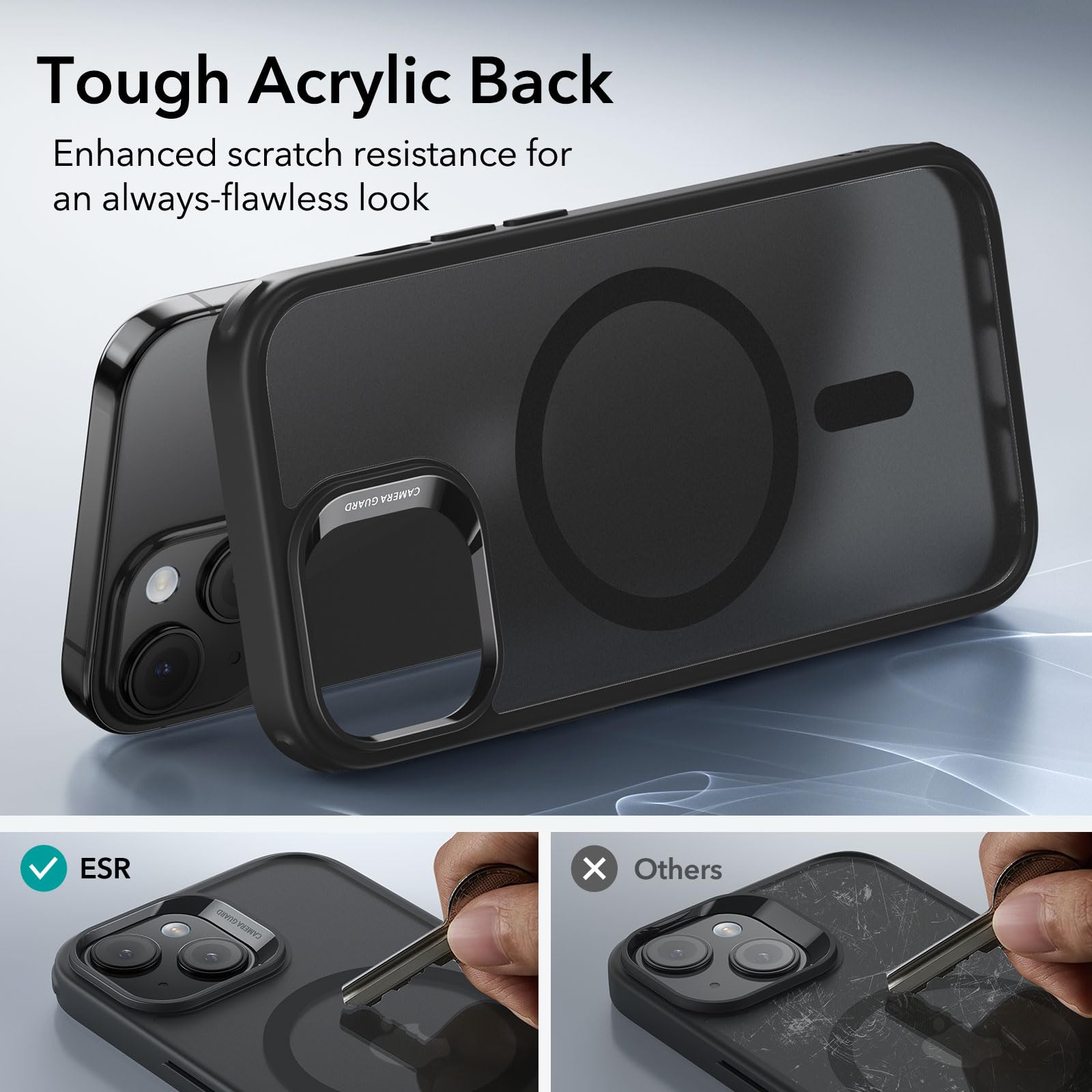 ESR for iPhone 15 Case with MagSafe | Military-Grade Protection & Anti-Yellowing | Scratch-Resistant Back Cover | Magnetic Phone Case for iPhone 15 Classic Series in Frosted Black | Perfect for Daily Use, Travel & Outdoor Activities