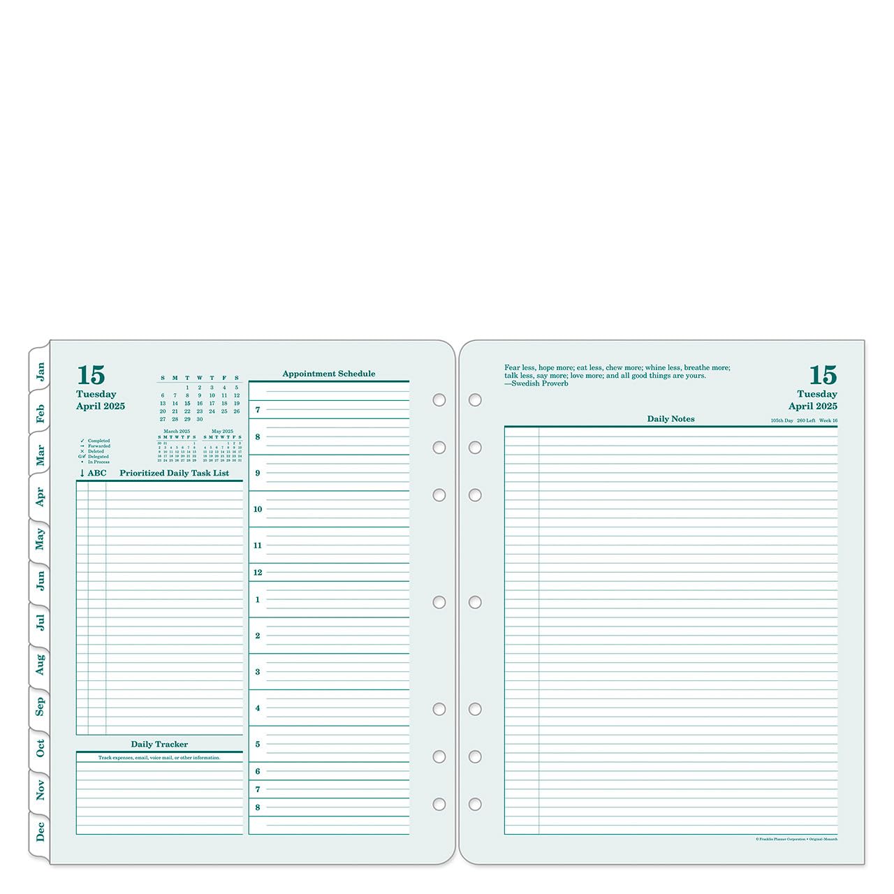 FranklinCovey 2-Page Daily Planner 2025-2026 - Ring Bound Organizer with Monarch Cover for Productivity & Time Management | Perfect for Professionals, Students & Goal Tracking