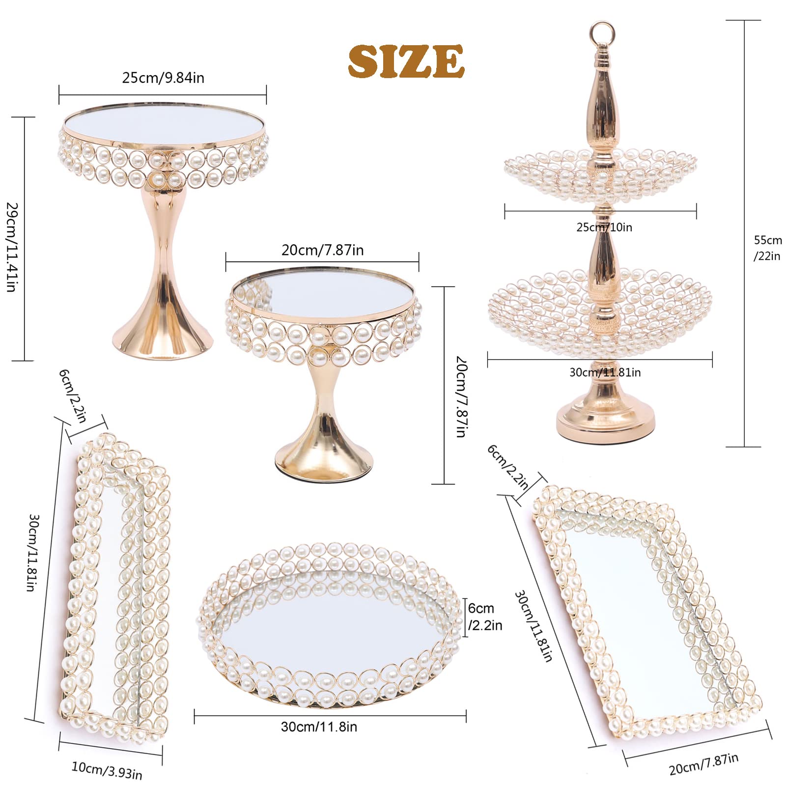 8 Pack Gold Metal Cake Stand Cupcake Holder Set - Creative Dessert Display Serving Platter for Birthday, Wedding & Party Decoration - Perfect for Buffets, Tea Parties, and Dessert Tables