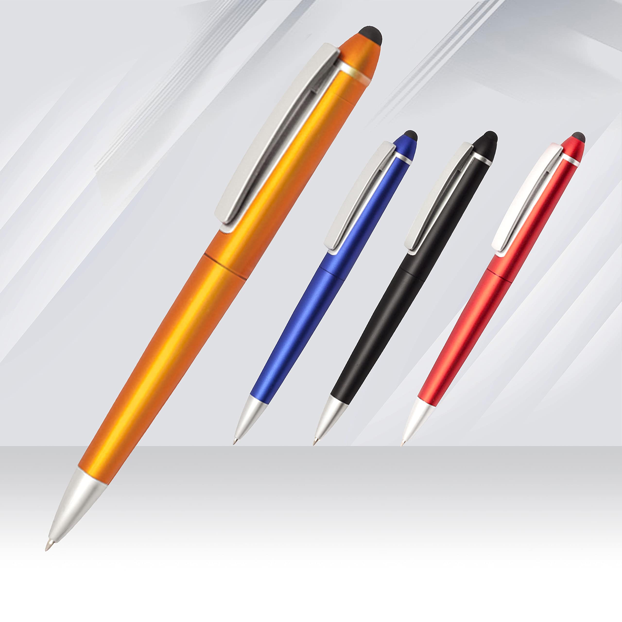 10-Pack Gillette Twist Action Plastic Stylus Pens - Black Ink, Orange Barrel, Smooth Writing for Office, School & Note-Taking (Plastic, Twist Mechanism)