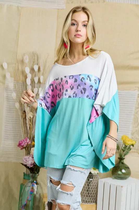 ADORA Colorblock Poncho Style Tunic Top for Women - Fashionable Casual Wear for Fall & Winter | Perfect for Office, Travel and Date Nights