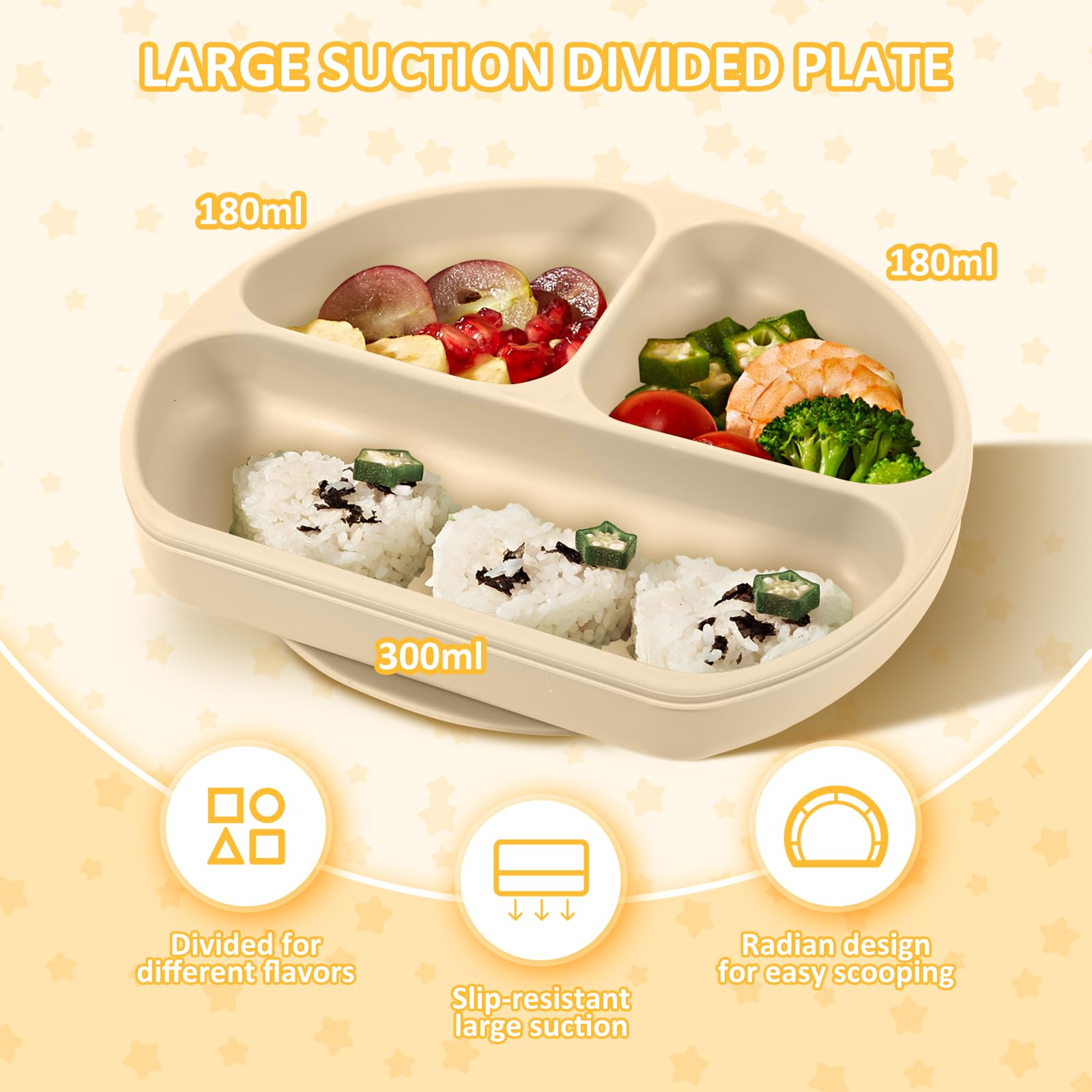 **Best Silicone Baby Feeding Set for Self Feeding | Toddler & Infant Eating Utensils with Suction Bowl, Divided Plate, Sippy Cup, Spoons, Forks & Teether | Adjustable Bib for Babies 6+ Months | Perfect for Baby-Led Weaning & Mess-Free Mealtime**