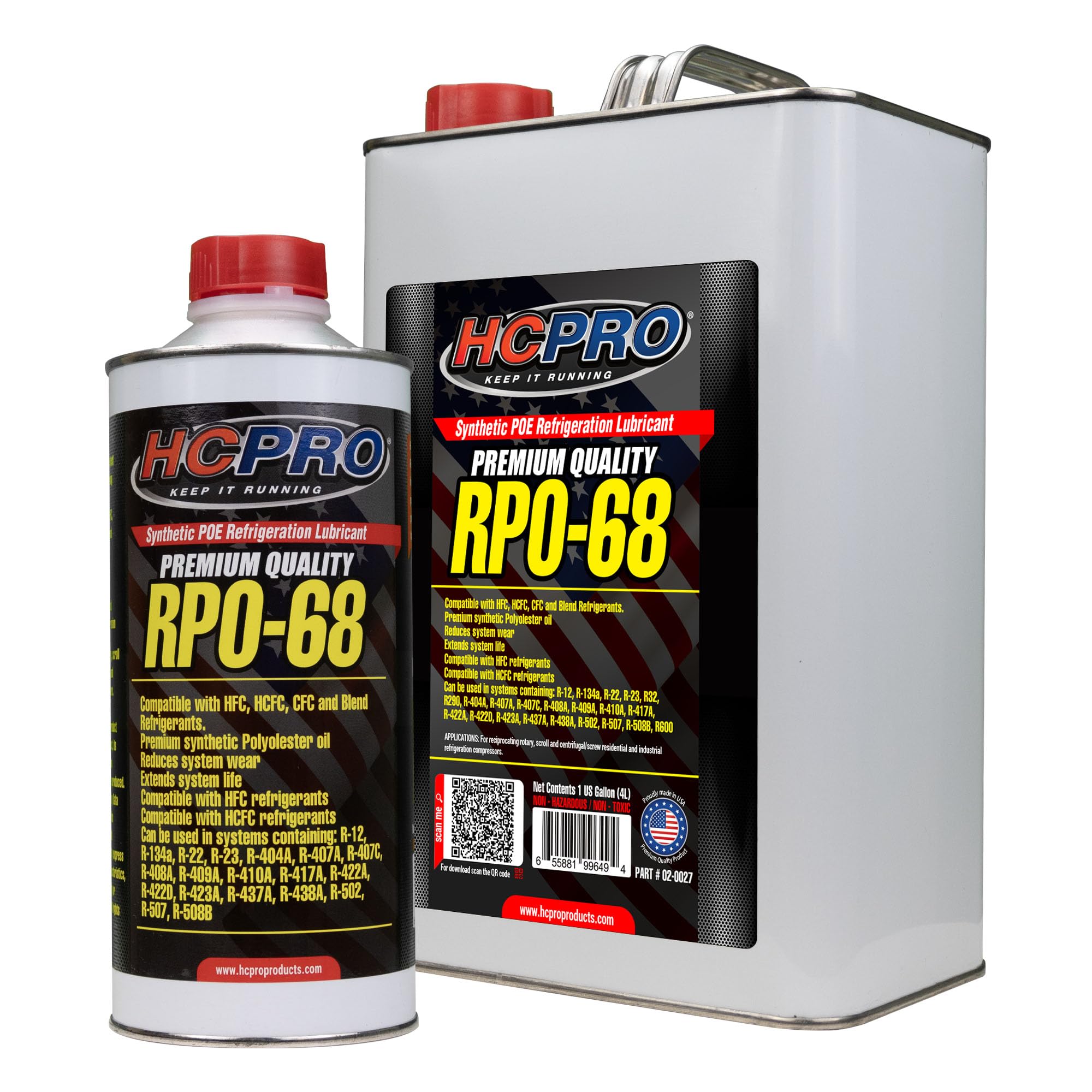 HCPRO RPO-68 Polyolester Refrigeration Lubricant Oil - 1 Gallon (4 Liters/128 Oz) for AC Units, Refrigerators & HVAC Systems - High Efficiency Cooling Solution