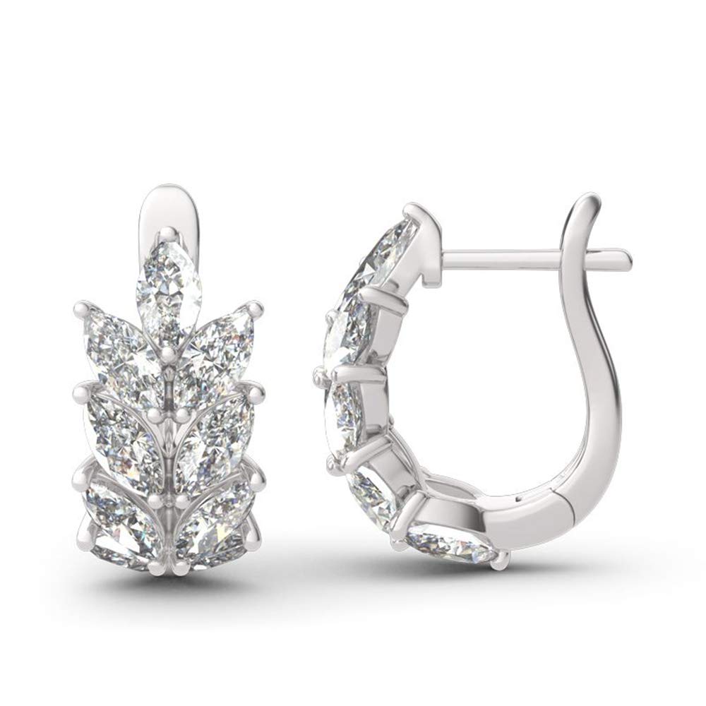 Jeulia Sterling Silver Marquise Cut Leaf Design Hoop Earrings for Women & Teens – Perfect Gift for Girlfriend, Wife, Bride, Birthday with Jewelry Box | Elegant Everyday Wear & Special Occasions