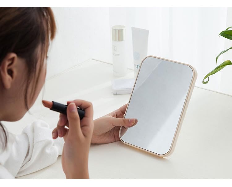 KPNG Foldable Desktop Makeup Mirror with Stand - Portable Square Cosmetic Mirror for Home & Travel, Dual-Purpose Tabletop or Wall Hanging Vanity Mirror (Pink) - Perfect for Bedroom, Bathroom & Dorm Room Makeup Application
