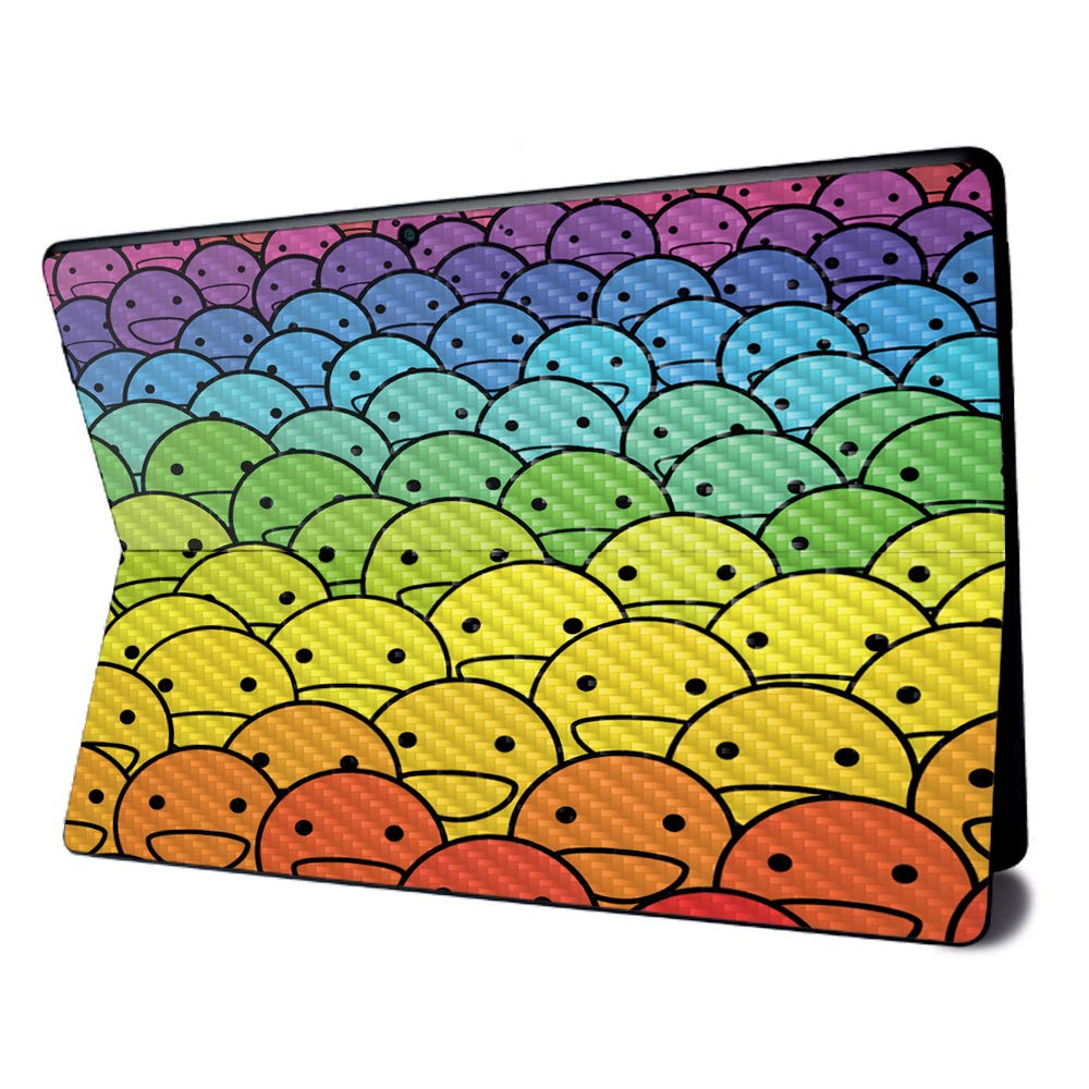MightySkins Carbon Fiber Skin for Microsoft Surface Pro X - Happy Faces Design | Textured Protective Cover | Easy to Apply & Remove | Made in USA | Perfect for Work, Travel & Personalization