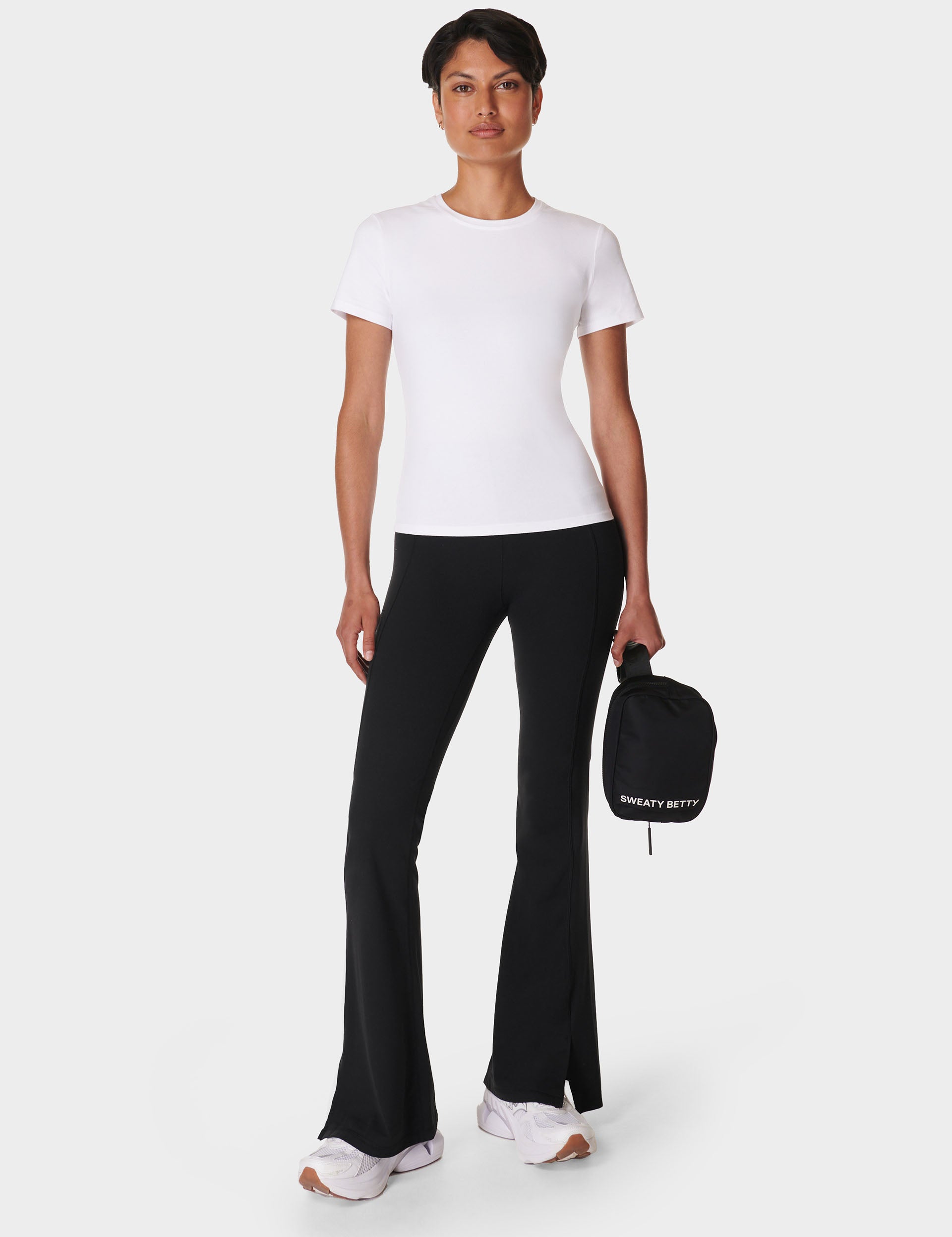 Essential Sculpt Short Sleeve Top for Women - Breathable Workout Shirt, Slim Fit Yoga Tee in White | Perfect for Gym, Running & Casual Wear