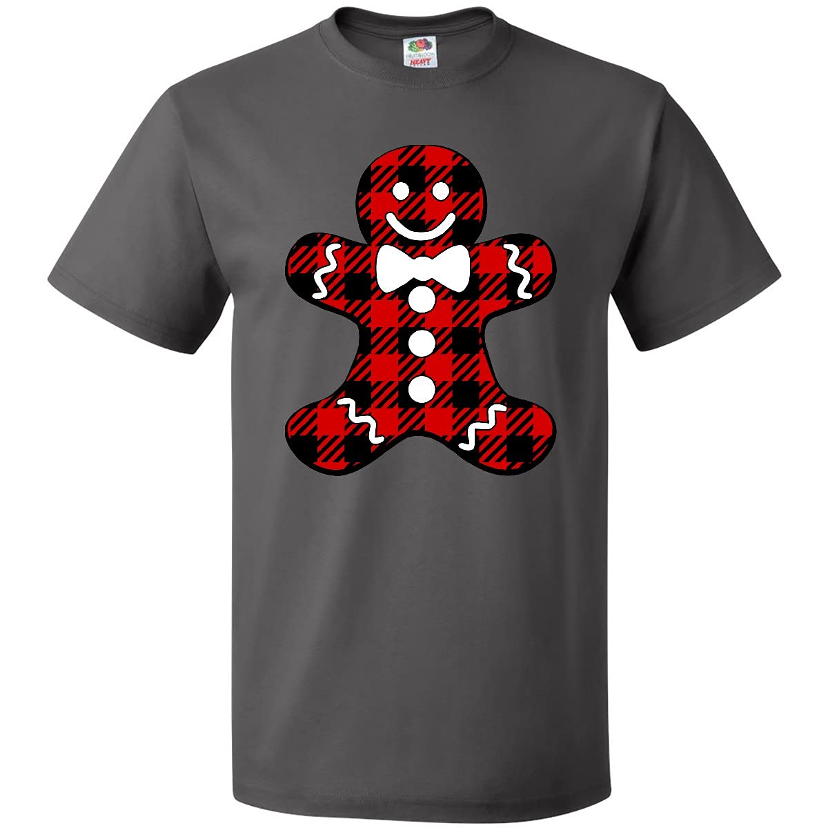 Inktastic Buffalo Plaid Gingerbread Man Christmas T-Shirt - Festive Holiday Apparel for Family Gatherings & Ugly Sweater Parties